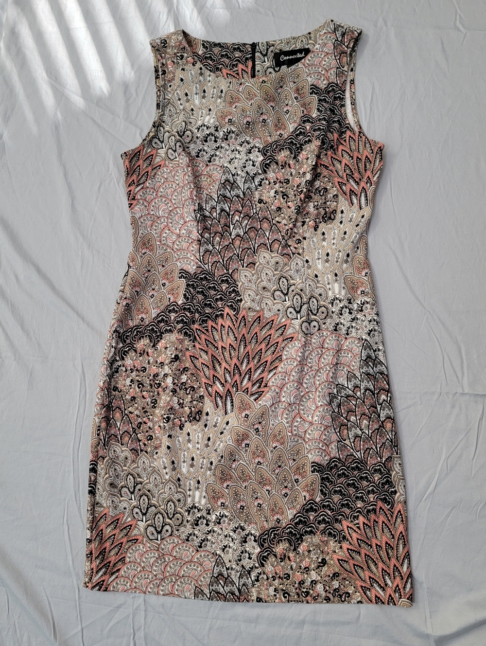 Connected  Paisley Print Sheath Midi Dress Sleeveless  Size 10 - Picture 2 of 6